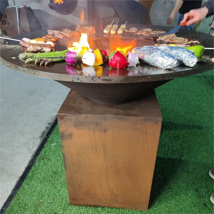 Outdoor Kitchen Corten Steel Fireplace Plancha Grill Smoker BBQ Grill