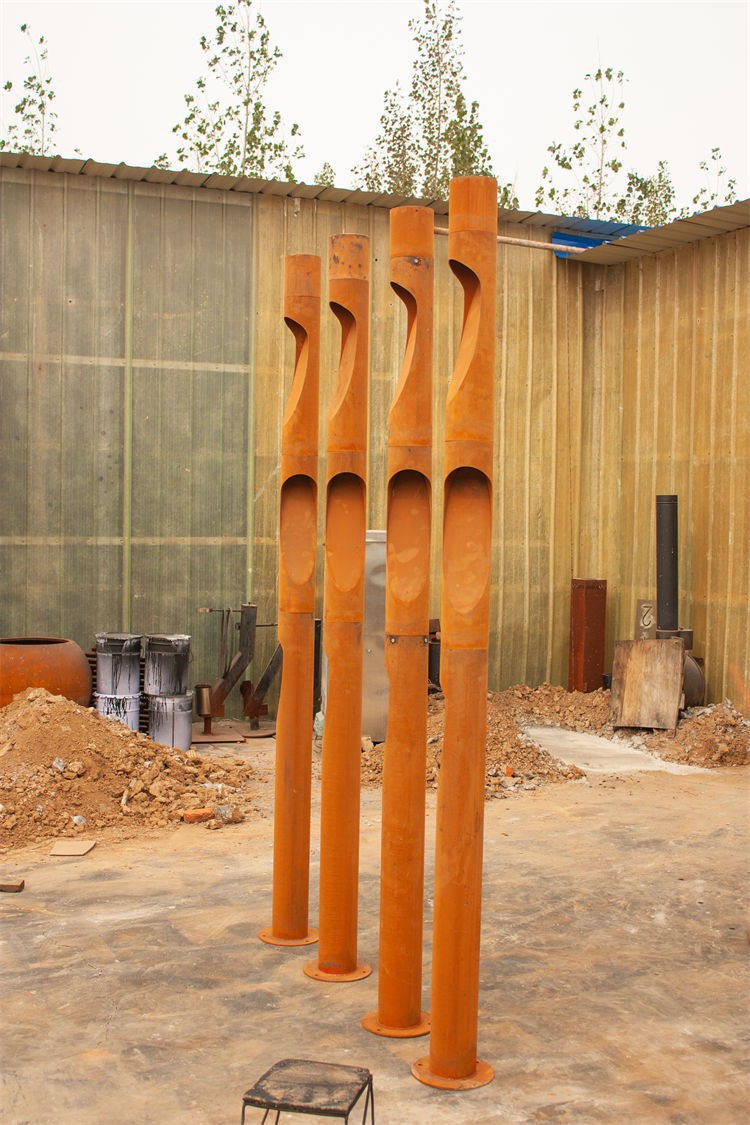 Corten Steel LED Bollard Lamp Round Column Outdoor Garden Light best