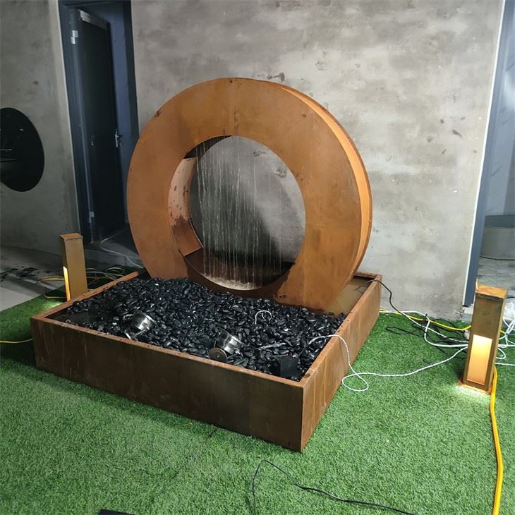 Modular Moon-Shaped Corten Water Feature Customizable Outdoor Accent best