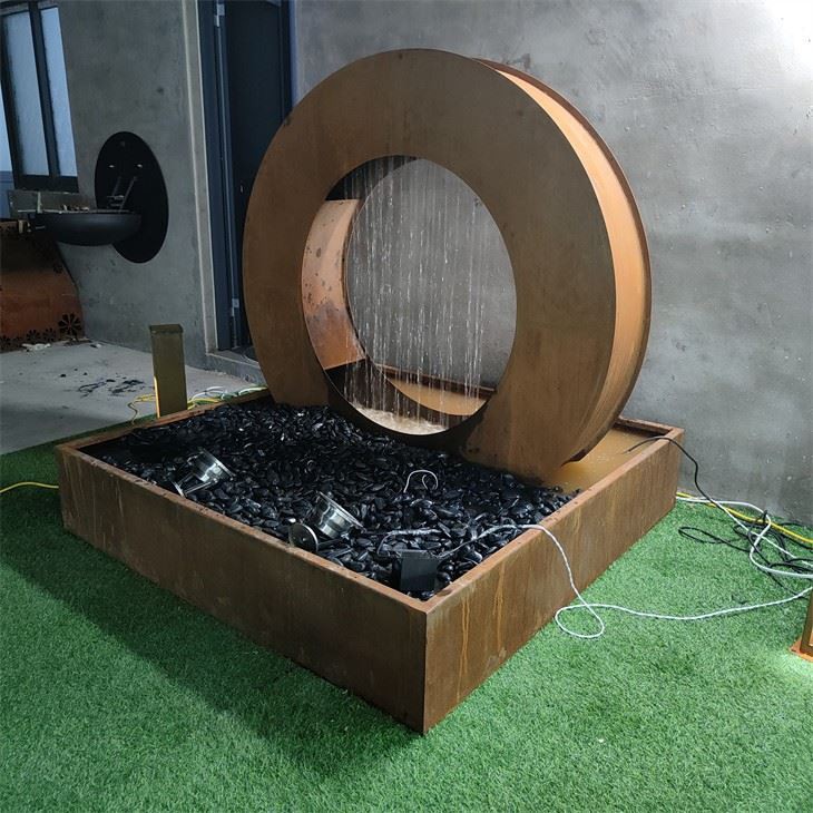 Moon-Shaped Corten Water Decoration Contemporary Garden Fountain high quality