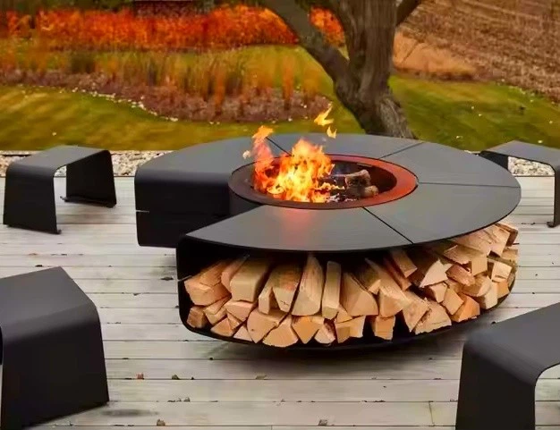 Multifunctional Fire Basin Table With Wood Storage